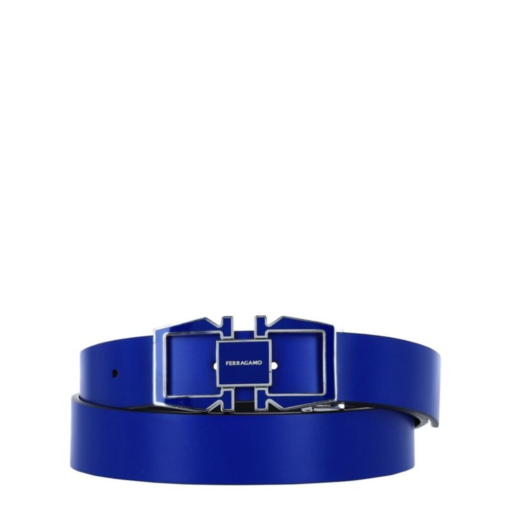 Salvatore Ferragamo Blue Leather Reversible Belt with Signature Buckle - Picture 3 of 4